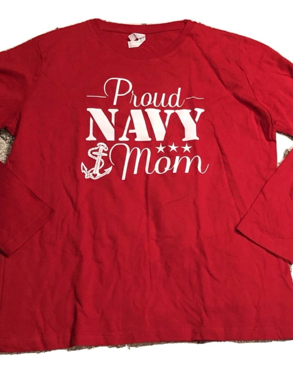 Proud Navy Mom Long Sleeved Red Tee Size XL